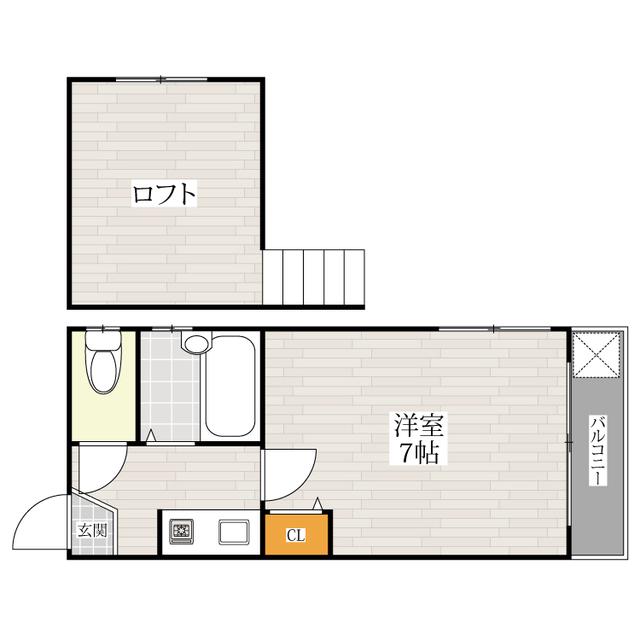 ボヌール桜坂II(1K/2階)の間取り写真