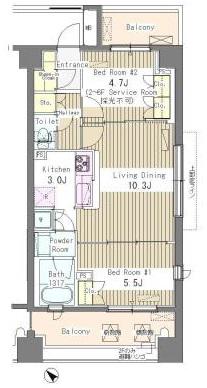 GRACE RESIDENCE TOKYO(2LDK/4階)の間取り写真