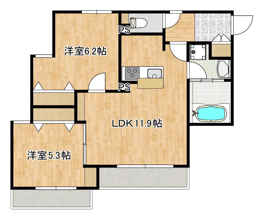 マグノリア(2LDK/2階)の間取り写真