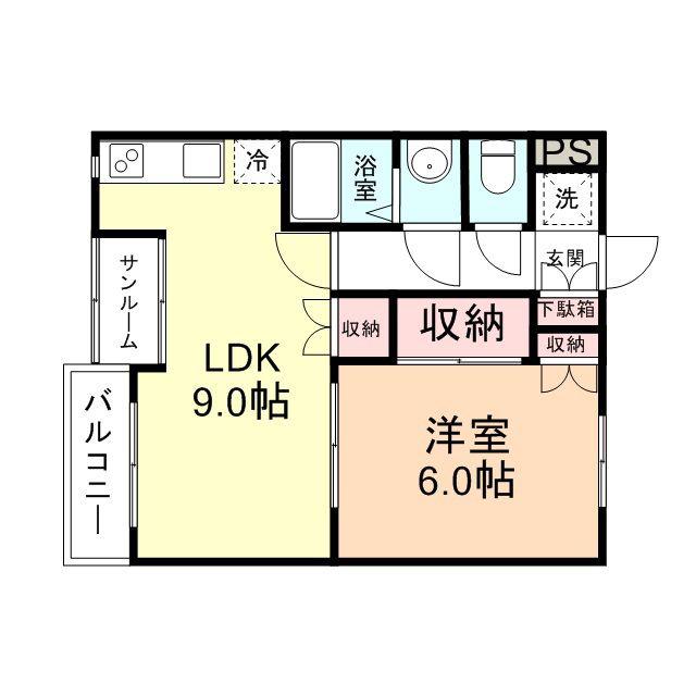 ソレイユ野村第五(1LDK/3階)の間取り写真