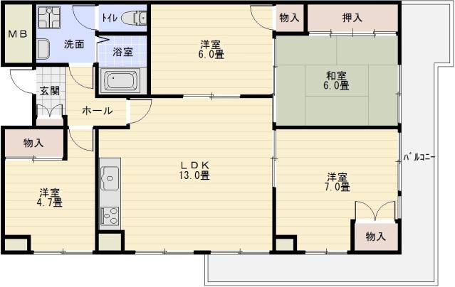 パラツィーナ玉手(4LDK/2階)の間取り写真