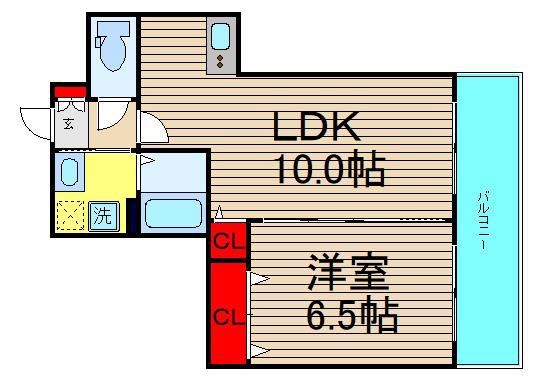ルミエール難波(1LDK/6階)の間取り写真