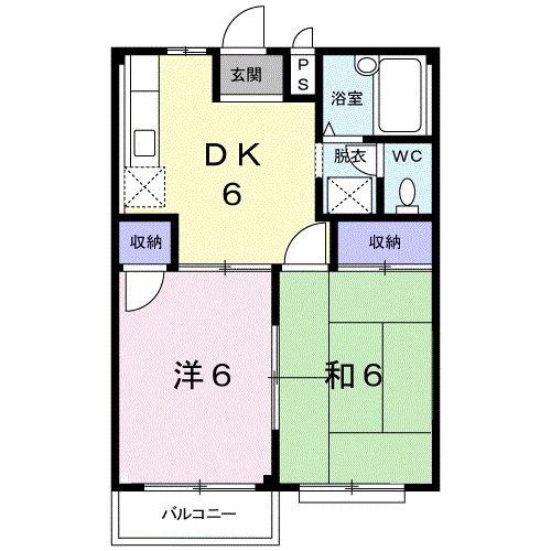 エルディム トミダ(2DK/2階)の間取り写真