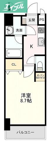 柳町CORAL(1K/6階)の間取り写真