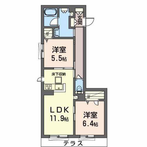 シャーメゾンクレール(2LDK/1階)の間取り写真