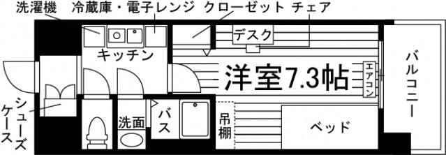 学生会館 ソレイユ矢田南(1K/1階)の間取り写真