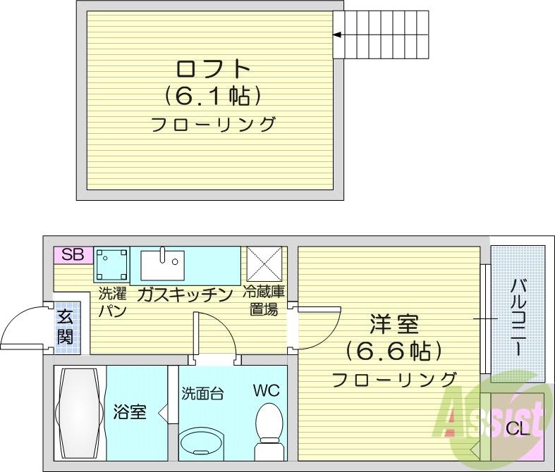 フォレスタ(1K/1階)の間取り写真
