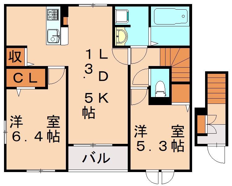 IMコート KASHII II(2LDK/2階)の間取り写真