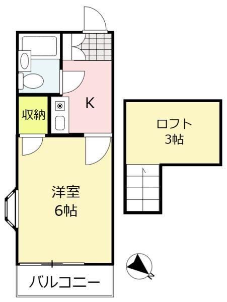 サニースポット(1K/2階)の間取り写真