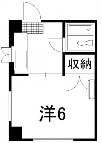 オハラ独身マンション(1K/3階)の間取り写真