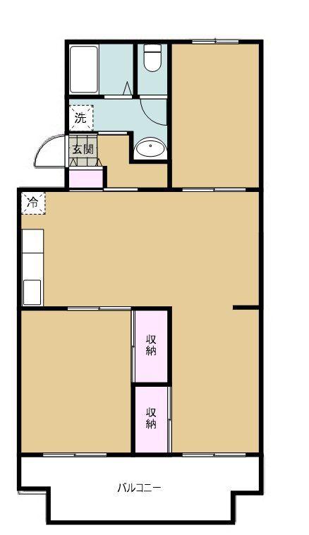 ナセール南浦和B棟(2LDK/2階)の間取り写真