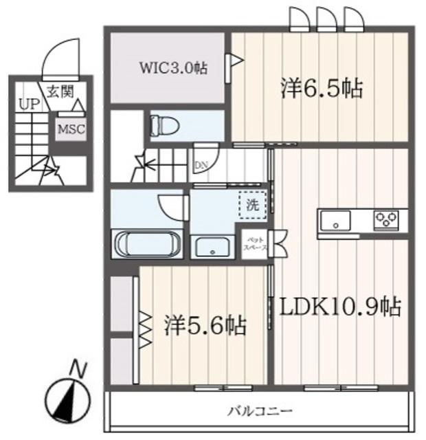 ルピナス(2LDK/2階)の間取り写真