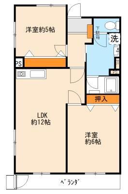 ダイユーマンション(2LDK/2階)の間取り写真