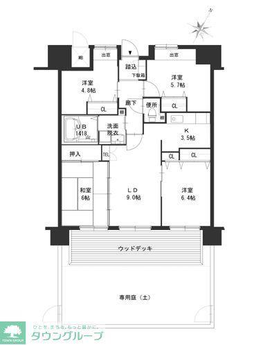 クラシオン荒江(4LDK/1階)の間取り写真