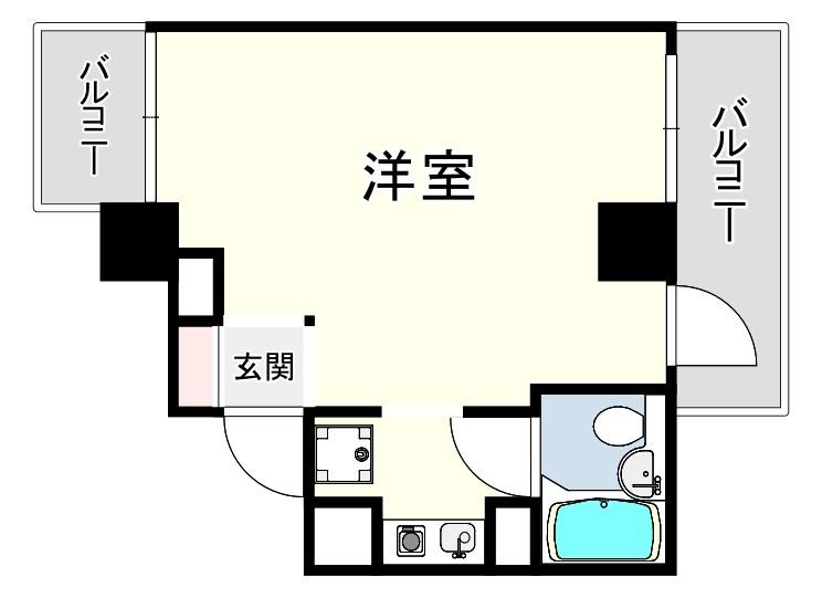 ライオンズマンション神戸西元町第2(ワンルーム/2階)の間取り写真