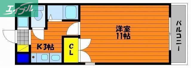 JP岡山医大東(1K/7階)の間取り写真