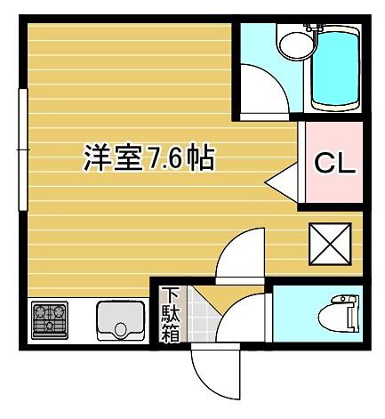 リバティとん田(ワンルーム/4階)の間取り写真