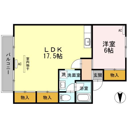 セジュール住吉II(1LDK/1階)の間取り写真