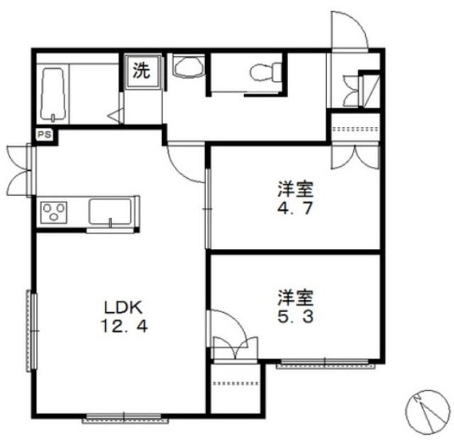 クレアール(2LDK/1階)の間取り写真