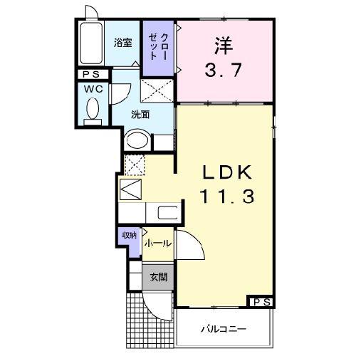 メゾン・ド・ブリアンB(1LDK/1階)の間取り写真