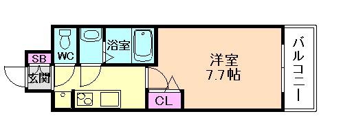MJC大阪ラフィーネ(1K/2階)の間取り写真