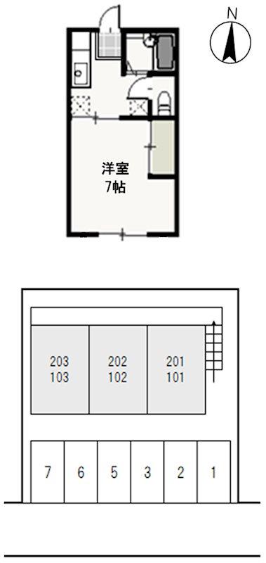 サンコーポ西古松(1K/1階)の間取り写真