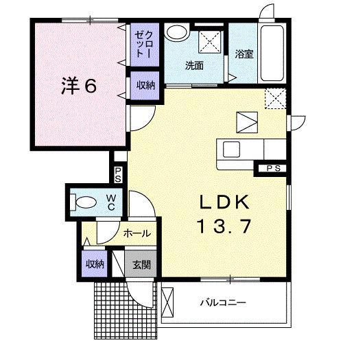 プティボヌールII(1LDK/1階)の間取り写真
