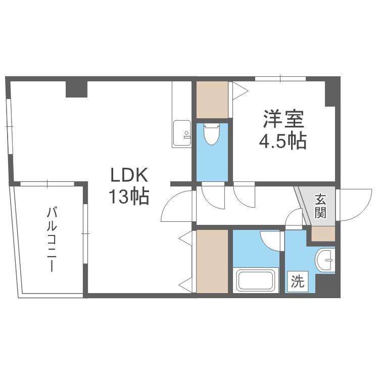 フェルザ今宮戎(1LDK/4階)の間取り写真