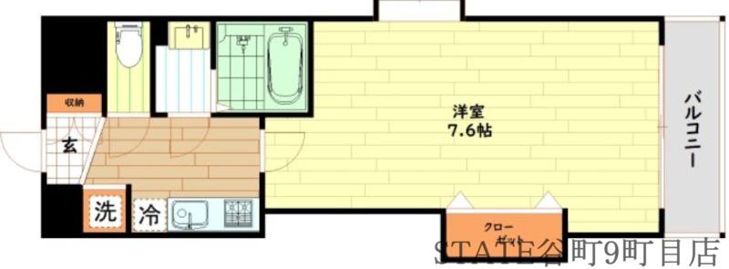 LUXE難波西II(1K/2階)の間取り写真
