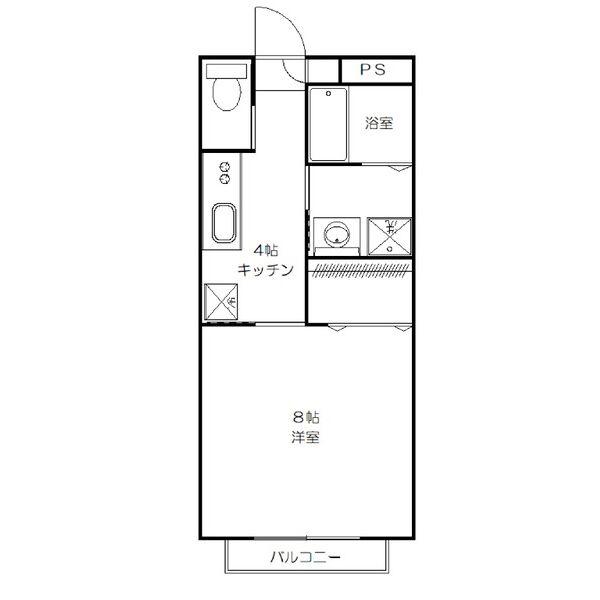 グレイスコート吉岡東(1K/2階)の間取り写真