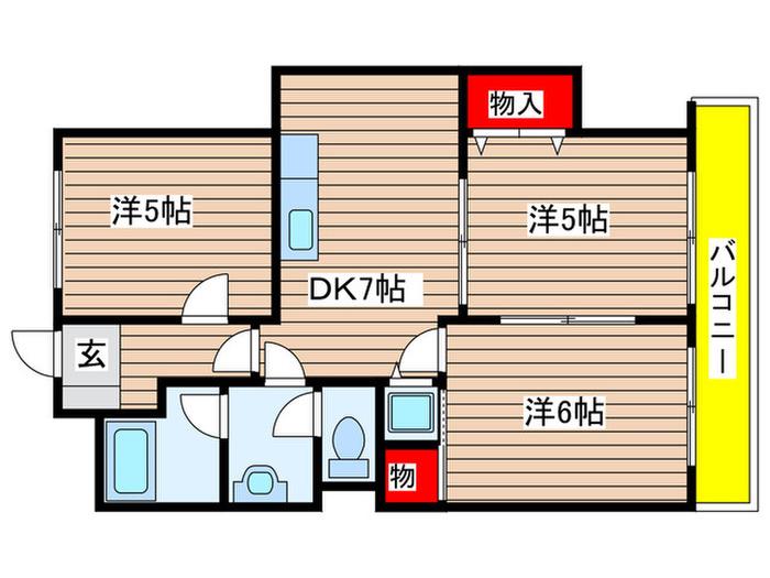メープルコート(3DK/1階)の間取り写真