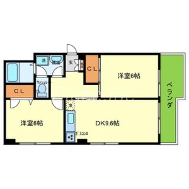 パティオ上新庄(2DK/1階)の間取り写真