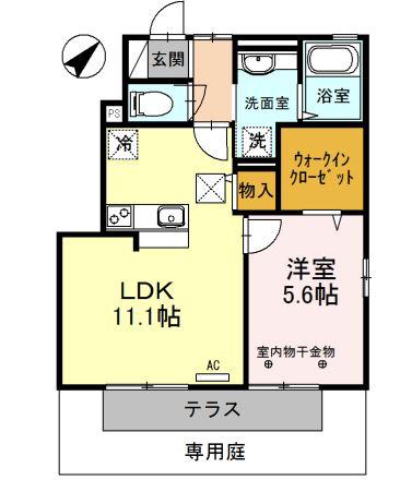 サンサンスクエア(1LDK/1階)の間取り写真