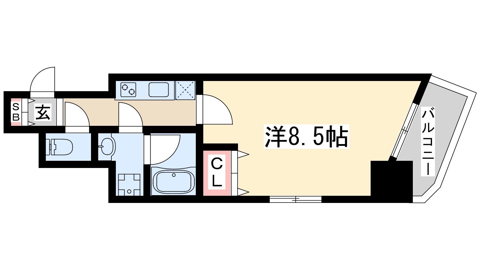 リッジ江坂(1K/5階)の間取り写真