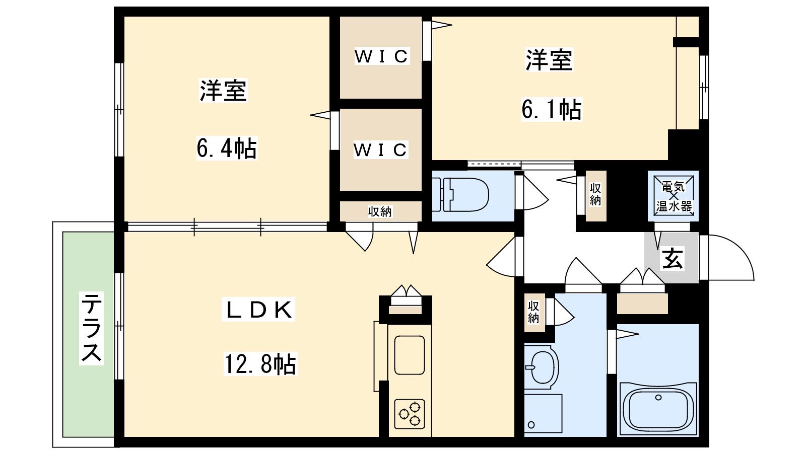 シャーメゾンほんまち(2LDK/1階)の間取り写真