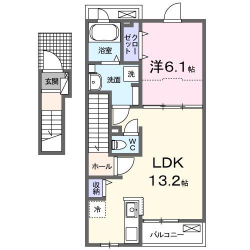 LUNA・III(1LDK/2階)の間取り写真