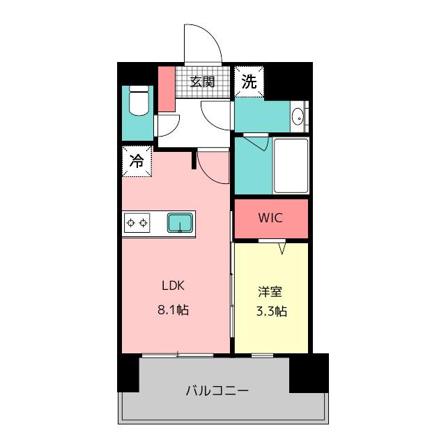 ブランシエスタ千早RJR(1LDK/4階)の間取り写真