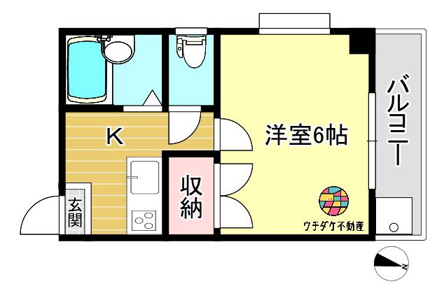 エクセル郡元(1K/2階)の間取り写真
