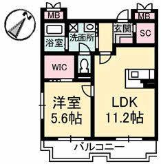 NFツインズB棟(1LDK/1階)の間取り写真