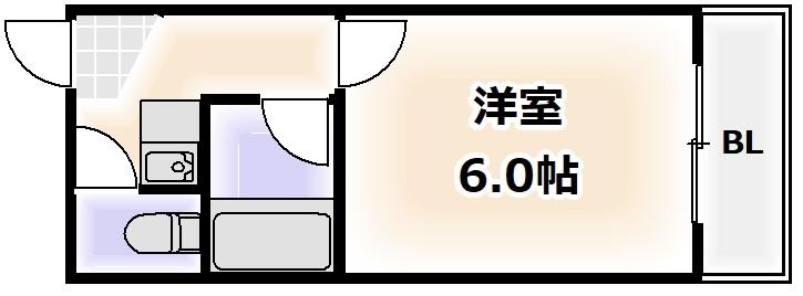 オーキッドコート田辺(1K/5階)の間取り写真