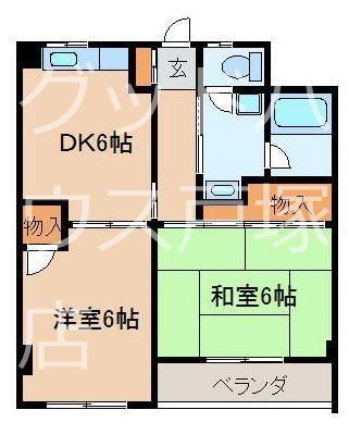 フラットスズキ(2DK/3階)の間取り写真