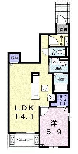 アポロン A(1LDK/1階)の間取り写真