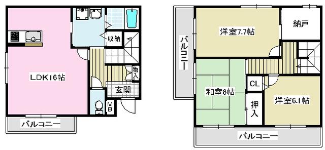 ジュネスト二番館(3LDK/1階)の間取り写真