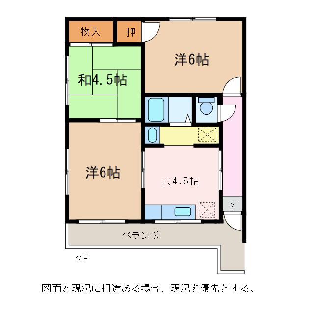 ひまわりアパート(3K/2階)の間取り写真
