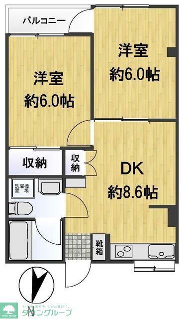 ハビタント51(2DK/3階)の間取り写真
