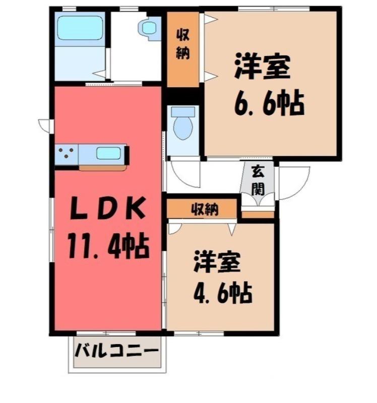 ヴィラ・プロスパ― C(2LDK/2階)の間取り写真