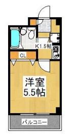 リバーサイドKUJI(1K/2階)の間取り写真