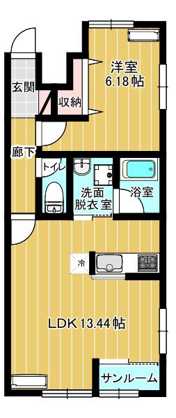  ドゥオ(1LDK/1階)の間取り写真