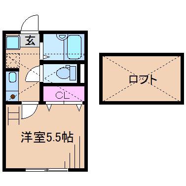 カシータ菊名(1K/2階)の間取り写真
