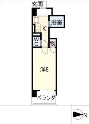 アルカンシェル東別院(1K/4階)の間取り写真